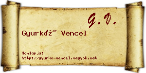 Gyurkó Vencel névjegykártya